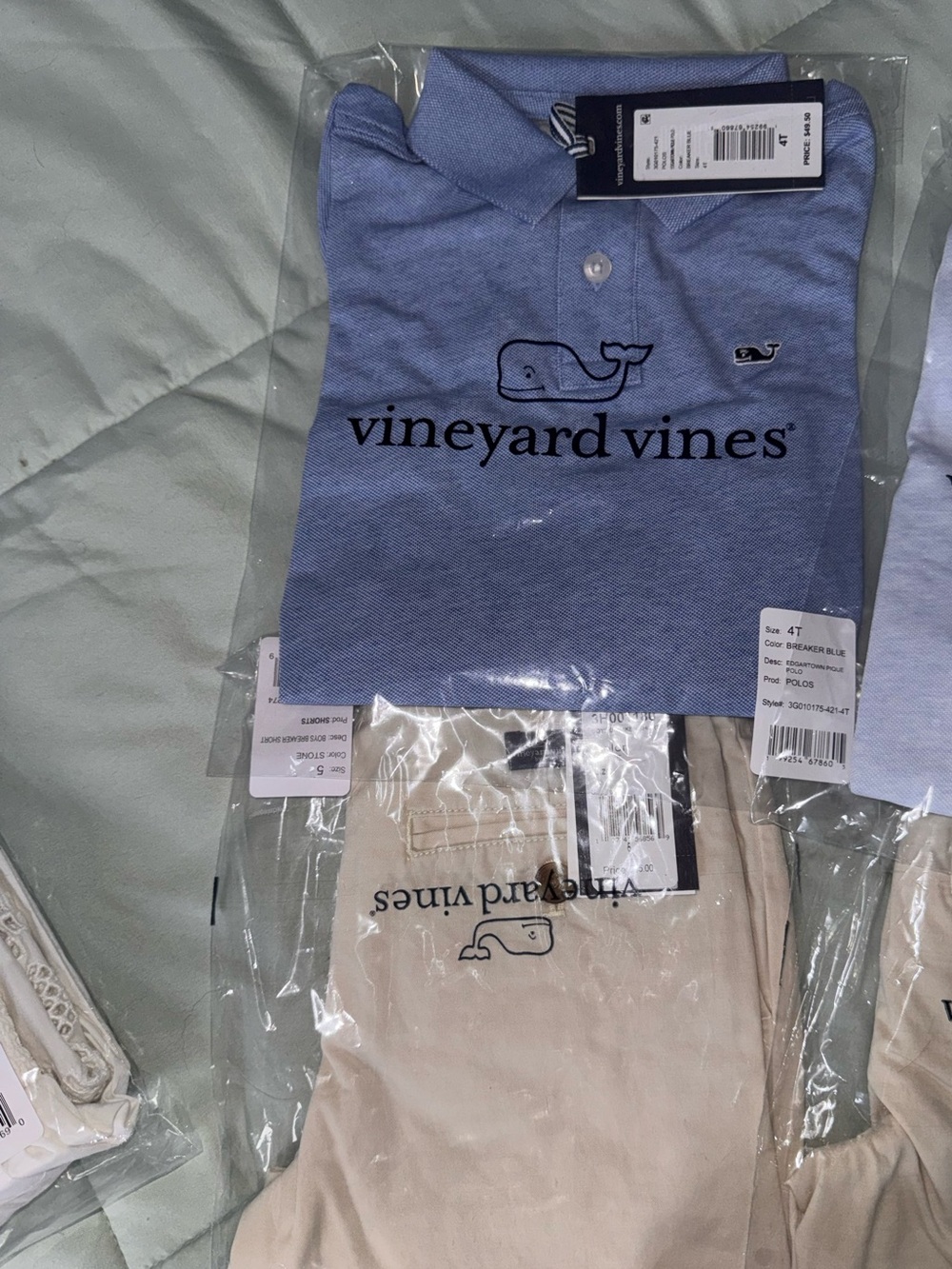 Vineyard Vines Blue Polo with Whale Logo and shorts set SHIRT 4t PANTS SIZE 5